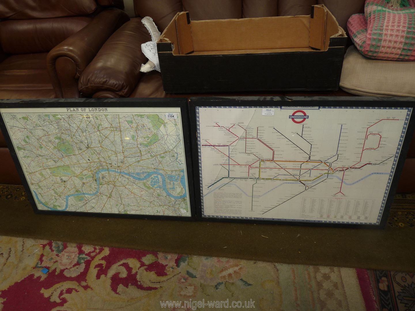 A London Underground London Transport Map and a framed Plan of London.