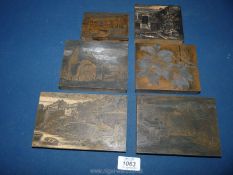 Six mixed printing wood blocks.