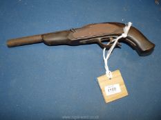 A flint-lock pistol of traditional design the 9" long thick-walled barrel having a bore of 1.