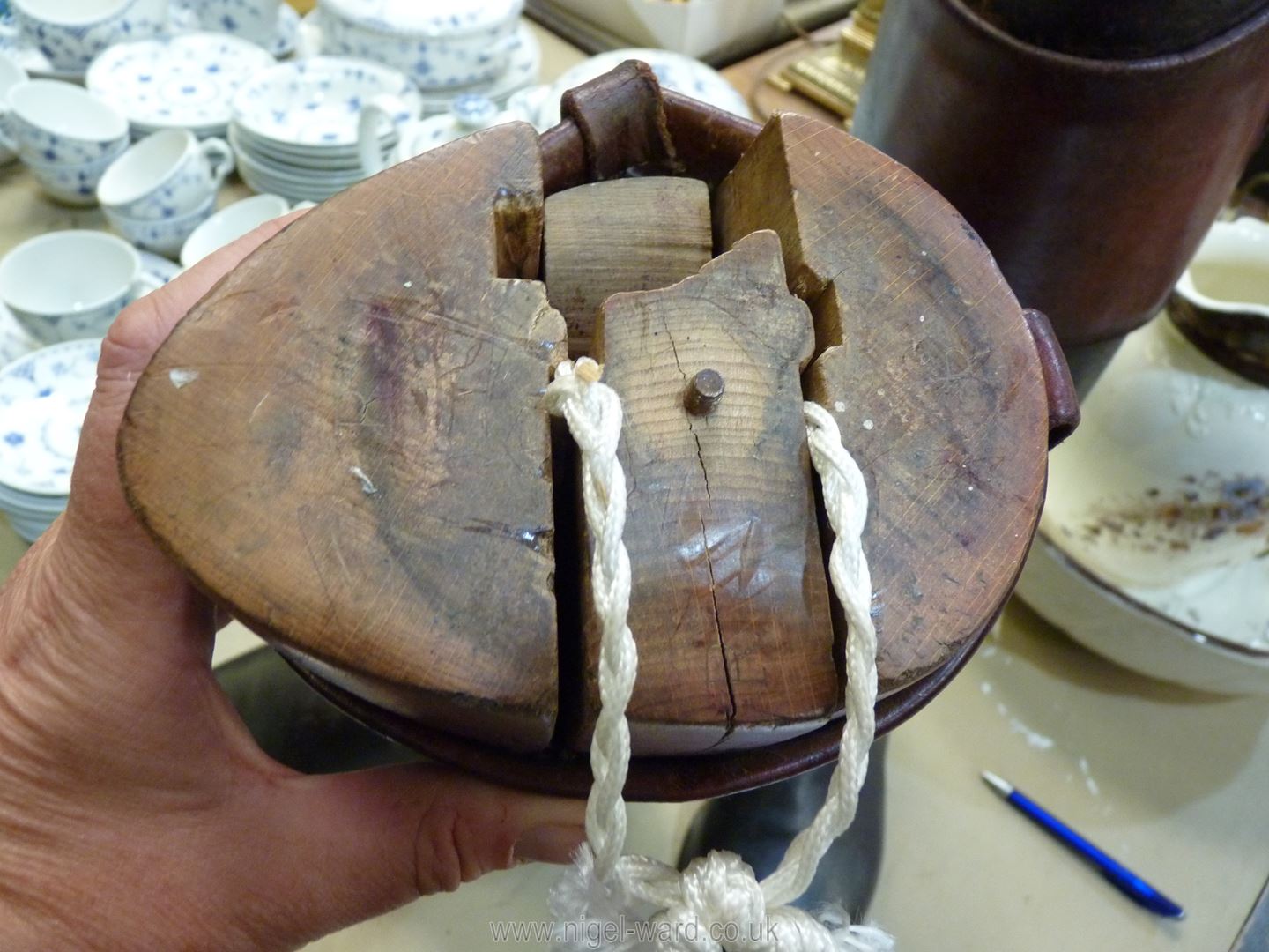 A pair of circa 1950's Two Tone Brown & Black leather Hunting Boots made by John Lobb with trees, - Image 14 of 15