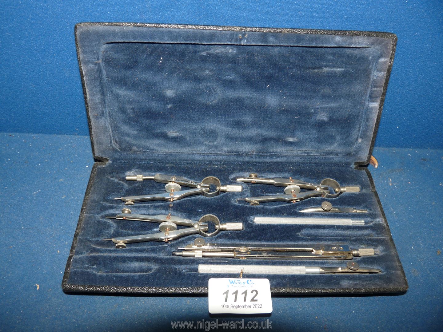 A black cased Italian part Geometry set, marked GL 1412-B/3.