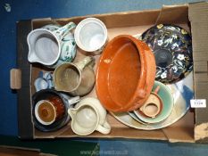 A quantity of studio pottery to include; 'Wye Wales' jugs & vase, etc. A 'C.