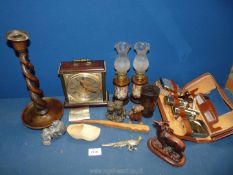 A small quantity of miscellanea including a double helix candlestick,
