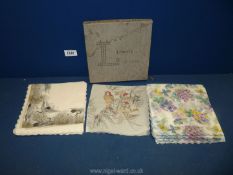 A box of 1950's Liberty of London printed paper napkins, two patterns - birds & flowers,