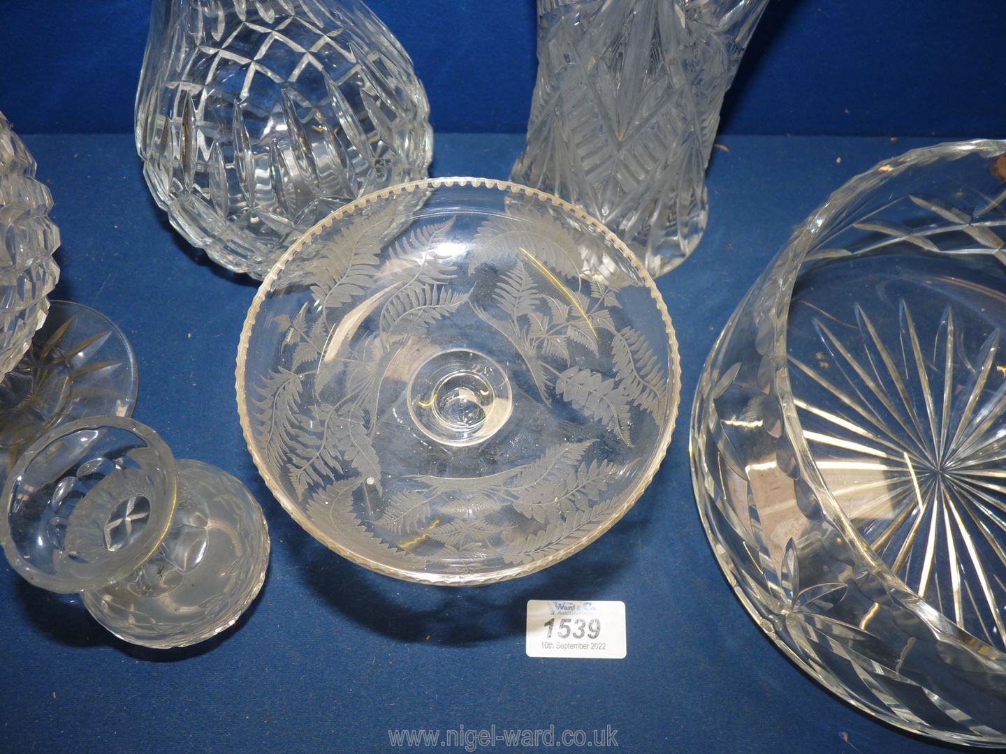 A small quantity of glass items including a Stuart crystal carafe, bon bon dish with etched ferns, - Image 2 of 2