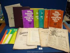 A quantity of music books including Fifty favourite songs everybody loves to hear, Mozart's sonatas,