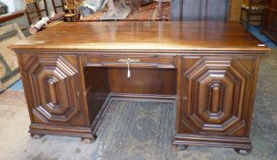 A most substantial Mahogany double pedestal Kneehole Desk,