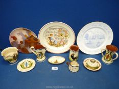 Three display plates including Meakin, together with a quantity of Torquayware.