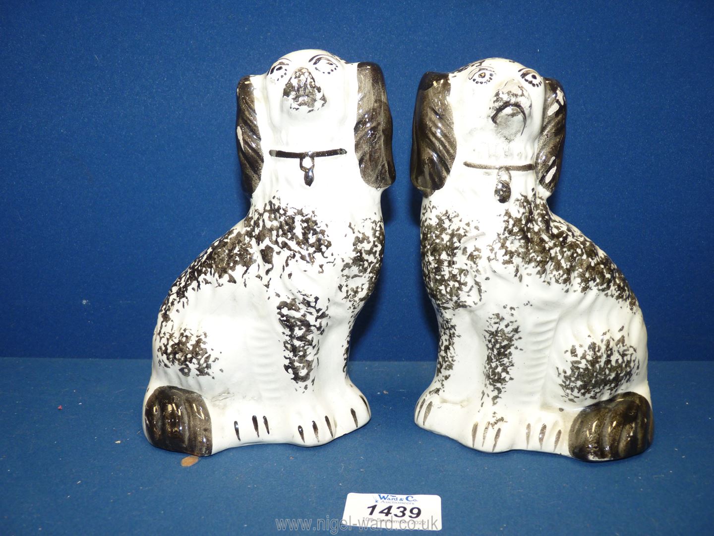 Two black and white flat back Spaniels, 7" tall. - Image 2 of 4