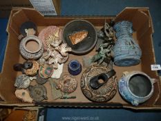 A quantity of museum copy pottery, metal and glass pieces to include; jugs, vases, figures, etc.