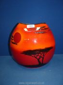 A large semi-moon shape Poole pottery vase in 'African Sky' design, 10" approx.