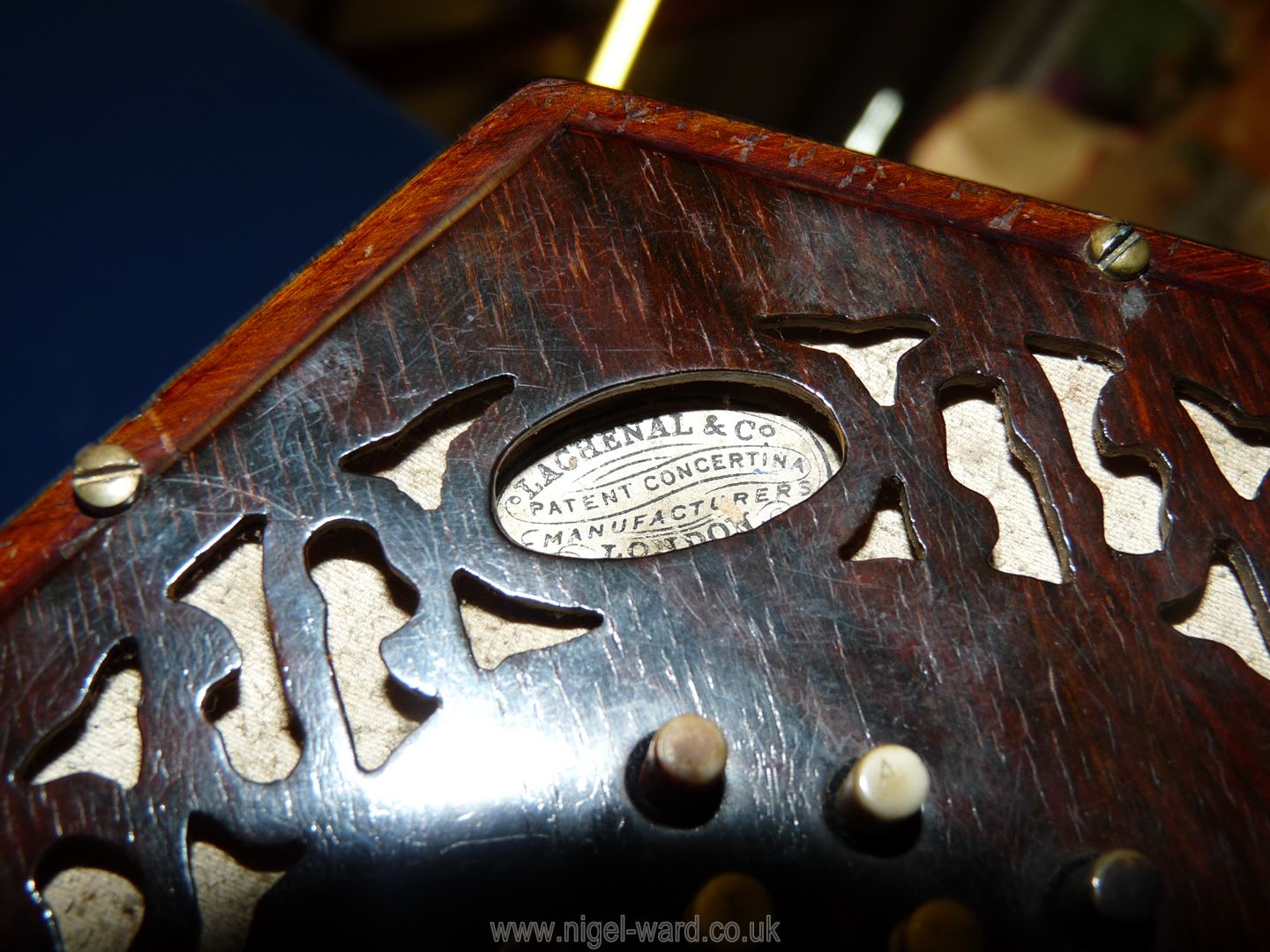 A possibly Rosewood cased 48 key Concertina by Lachenal & Co. London, serial no. - Image 2 of 7