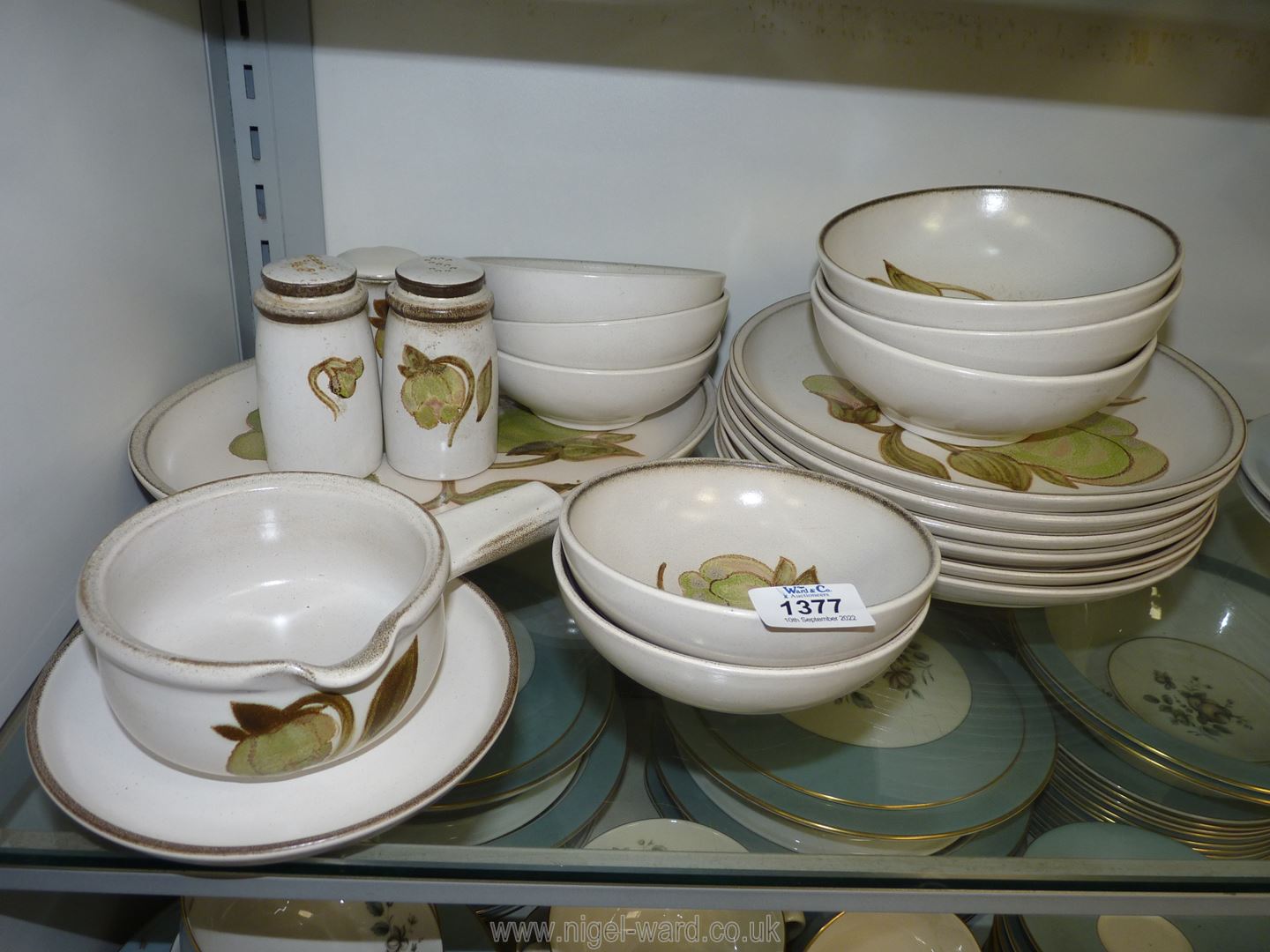 A quantity of Denby ''Troubadour'' pottery including six dinner plates,