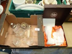 A quantity of glass to include a boxed set of Webb Silver Jubilee 1977 champagne flutes, E.P.N.S.