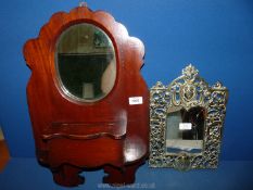 A Mahogany hall Mirror with lidded box,