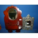 A Mahogany hall Mirror with lidded box,