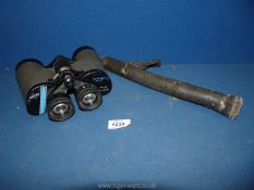A pair of Newport MK II swift binoculars 10 x 50 extra wide field together with a priest (fish