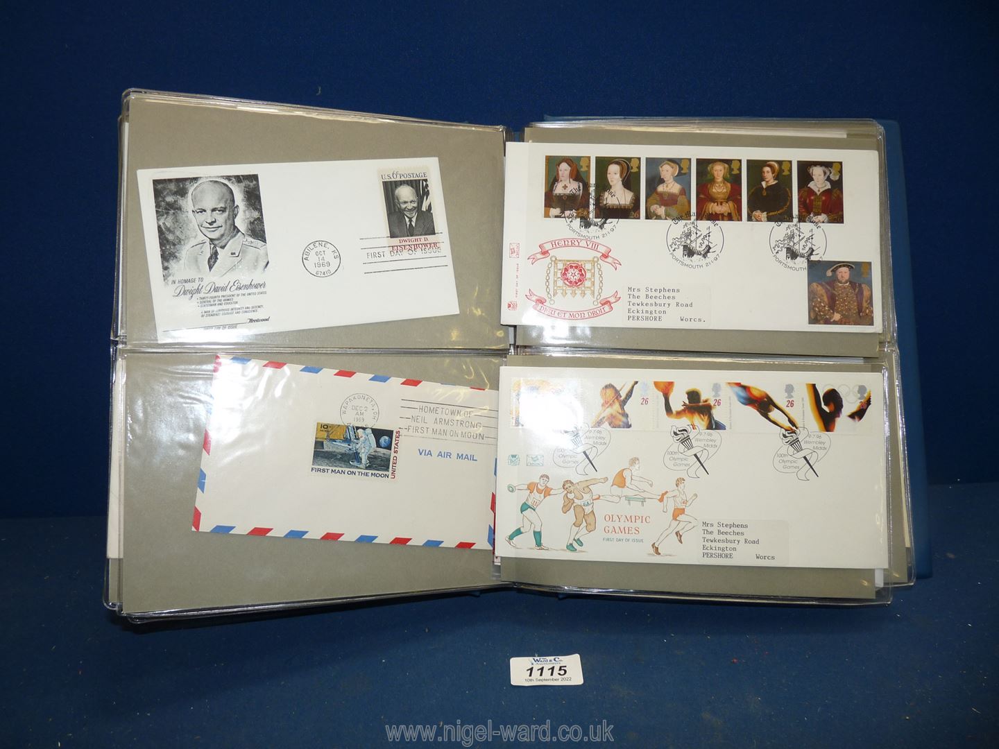 A folder of First Day covers, stamps and coins including; Apollo landing, etc.