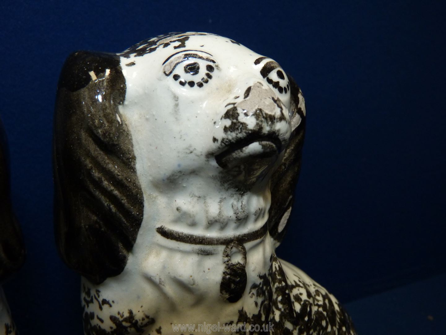 Two black and white flat back Spaniels, 7" tall. - Image 3 of 4