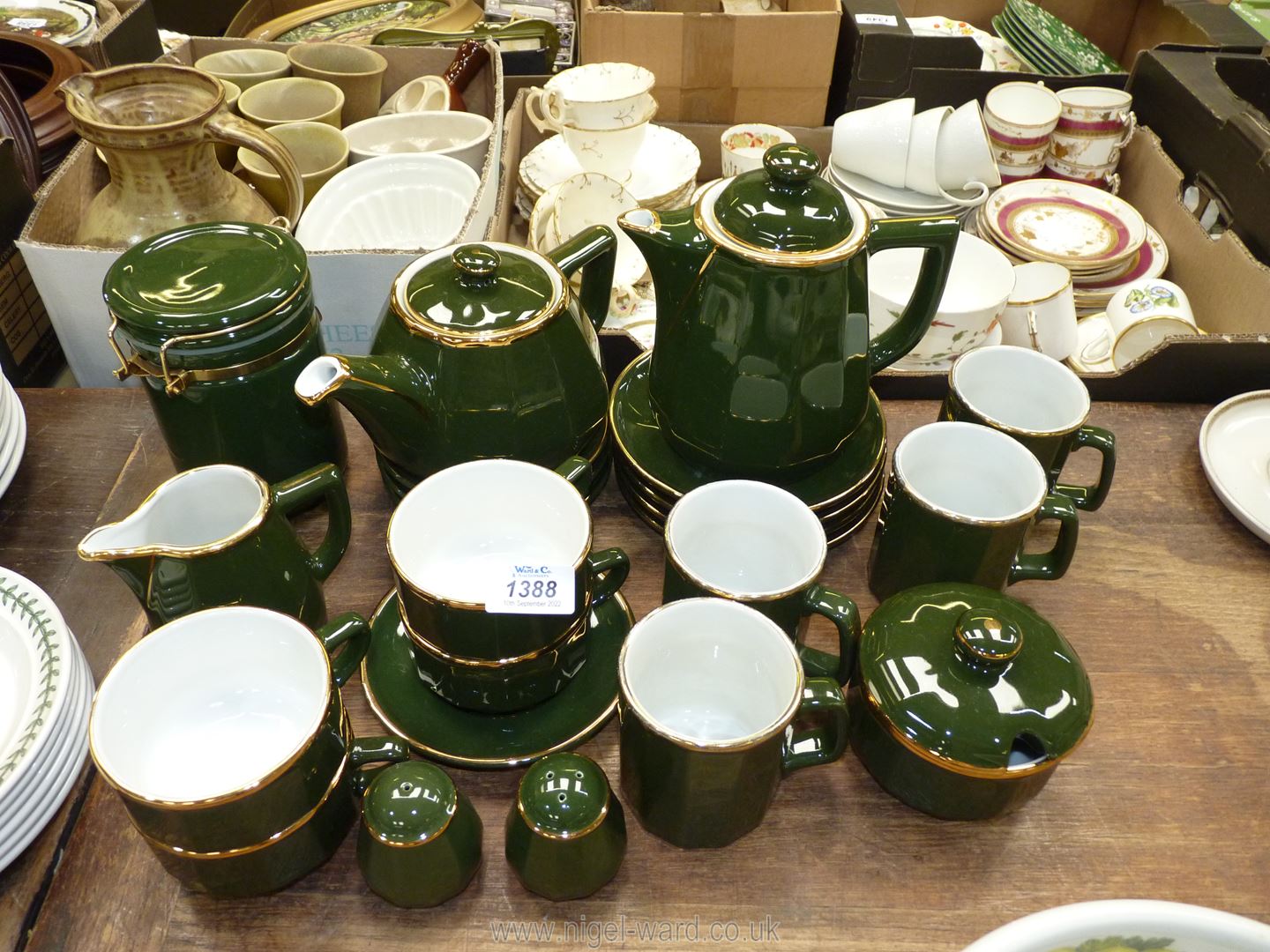 A quantity of Apilco French porcelain green china consisting of four mugs, cups, - Image 2 of 2