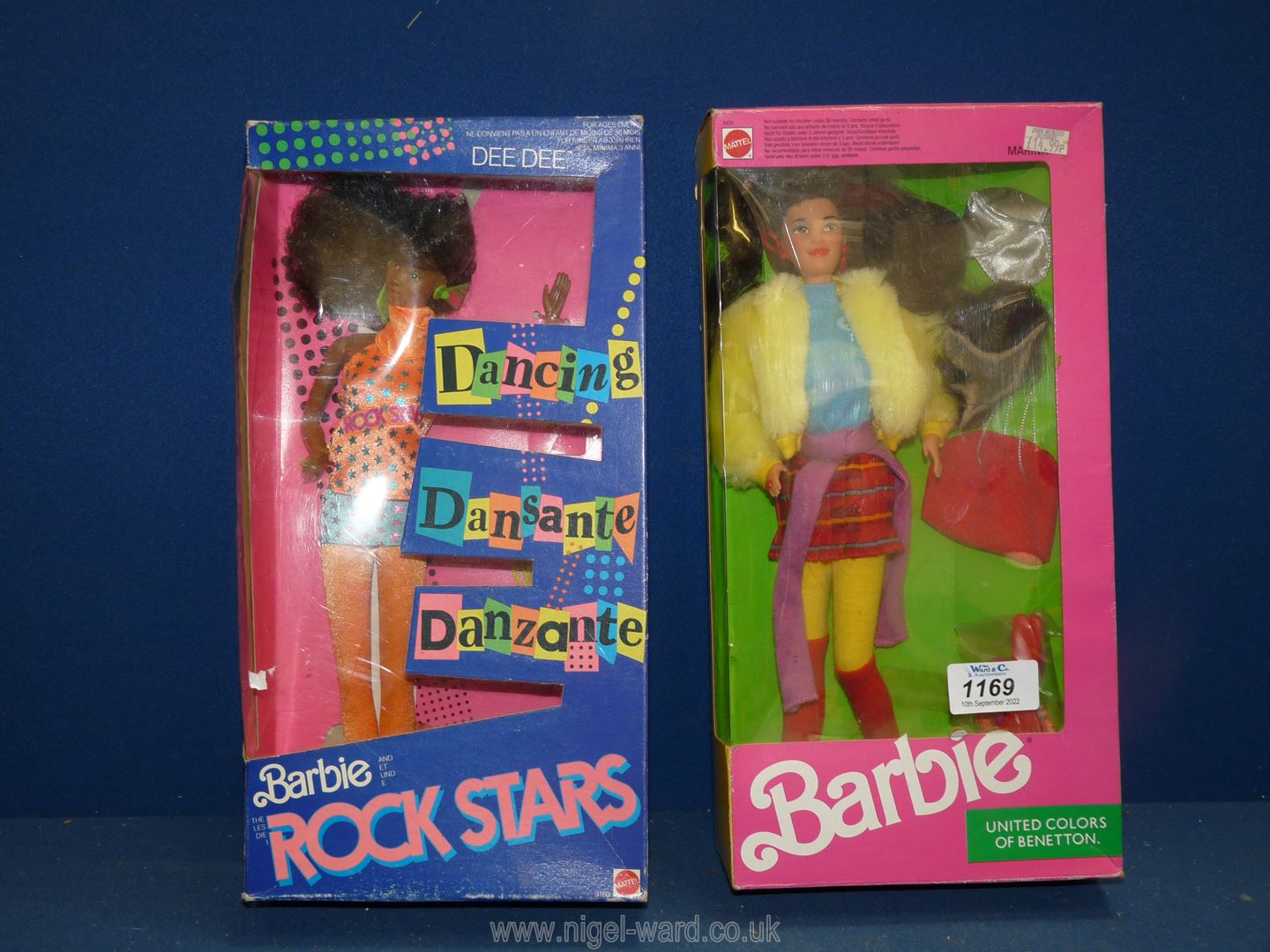 Two boxed Mattel Barbie dolls including ''Marina in United Colors of Benetton'' clothing and ''Dee