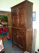 A highly collectable Georgian Oak Kitchen Cupboard on Cupboard,