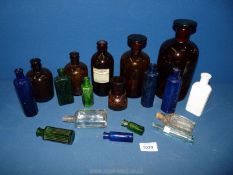 A quantity of Medicinal bottles and numerous other bottles to include 'Bovril', 'Boots' etc.