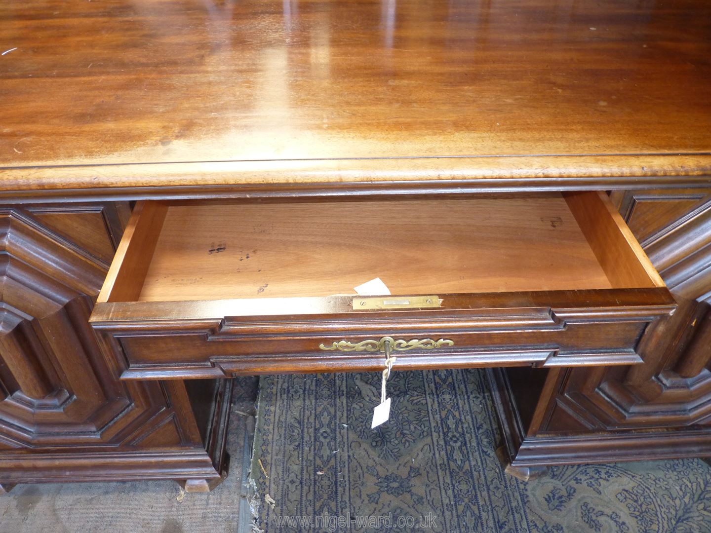 A most substantial Mahogany double pedestal Kneehole Desk, - Image 2 of 5