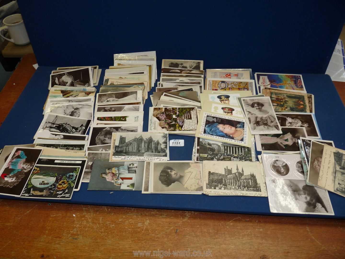 A box of old postcards including dated cards 1918, Birthday postcards etc.