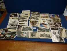 A box of old postcards including dated cards 1918, Birthday postcards etc.