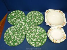 A six piece 1930's Devonware 'Poppy' dessert set,