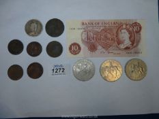 Three Silver Jubilee Crowns, 1721 halfpenny, 1807 coin etc.