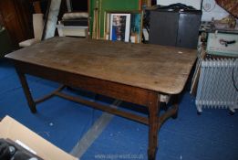 A three plank top peg joyned Oak Refectory/Dining Table standing on stop-chamferred octagonal legs