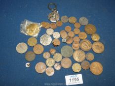 A small quantity of coins to include old pennies, D-Day landing 50p piece, old 3d pieces etc.