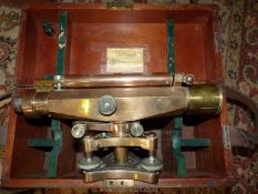 A Mahogany cased "Stanley of London" brass/bronze surveyors level, serial no.