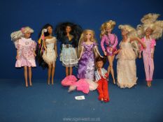 A quantity of dolls including three Disney Mattel dolls (two Pocahontas and one Rapunzel),