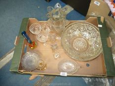 A quantity of glass including heavy crystal fruit bowl, pair of Nachtmann candlesticks,