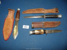 Three 'throwing' knives, one by William Rodgers, one by Whitby (Solingen, Germany),