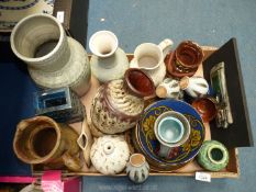 A quantity of studio pottery including; 'Crochendy Gwynedd Pwllhel' vase, West German vase,