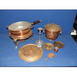 A small quantity of copper and pewter items to include;