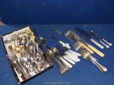 A small quantity of miscellaneous cutlery including bone-handled knives, dinner forks,
