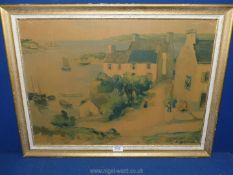 A framed Print on board titled 'Coin du Port a Treboul', by Hortense Pironin, 28 1/2" x 22".