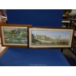 A framed and mounted Print depicting scenes from various Welsh villages, Aberdaron, Llanengan etc.
