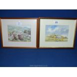 Two small framed prints; 'Cottage by Garn Fawr' Pembrokshire by David Bellamy,