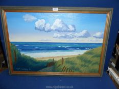 An oil painting of the North Wales coast by Meurig Williams (20" x 30").
