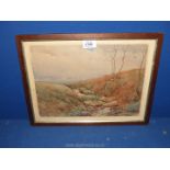 A Charles Ashmore Watercolour of Moorland and river scene, signed.