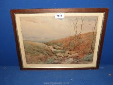 A Charles Ashmore Watercolour of Moorland and river scene, signed.