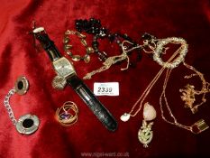 A small quantity of jewellery including bangles, Louis Picard gents watch,