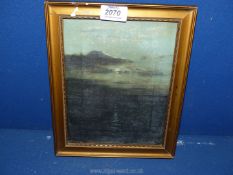 A small original oil on canvas titled "Moon on the Sea" signed lower left 1921 by Evans,10½" x 8½".