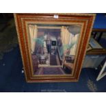 An overvarnished Print on board entitled ''Hallway'' in ornate frame, Jessica Hayllar,